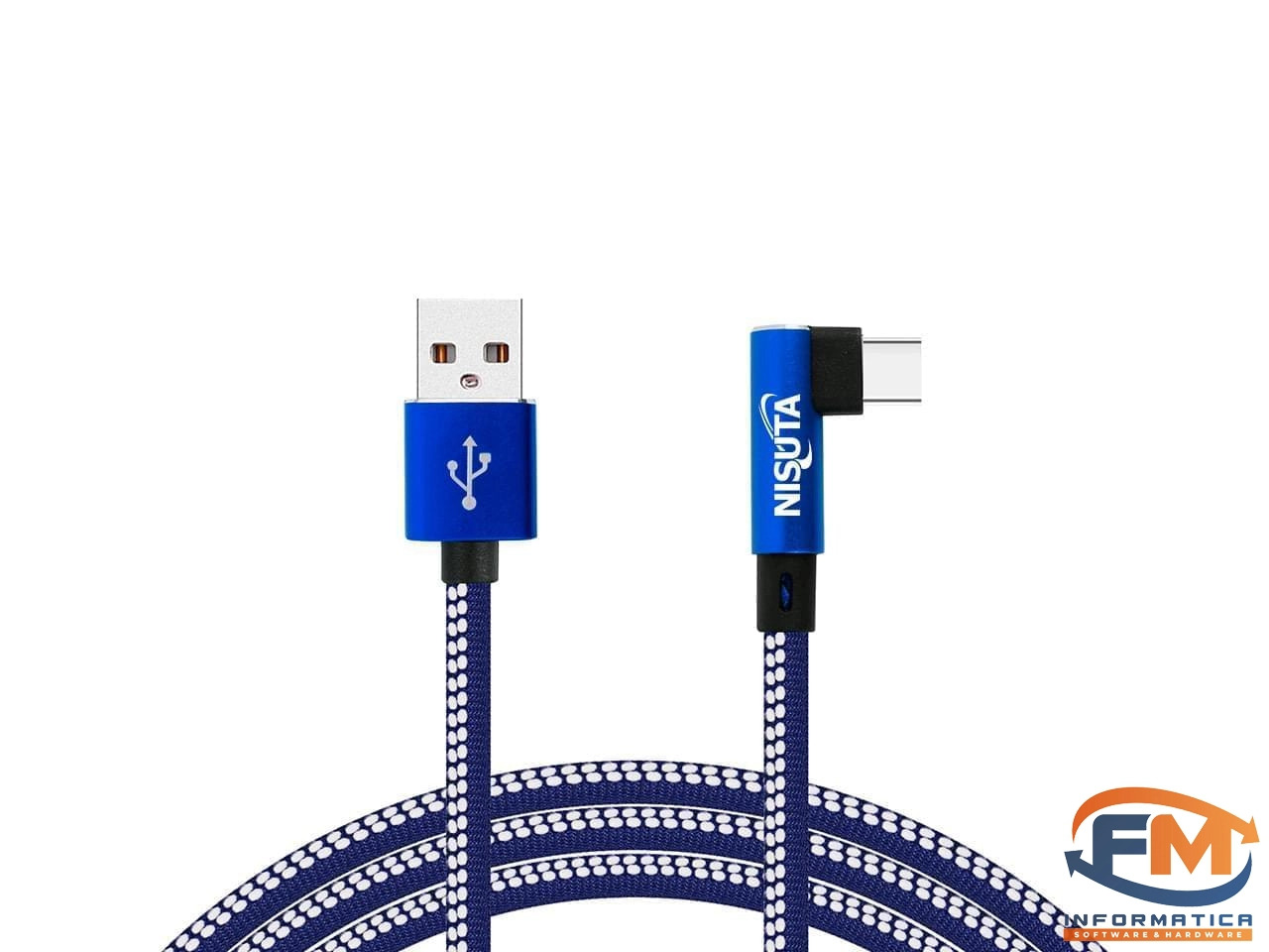 CABLE USB C DE 1M DE 2.4A con conector a 90º