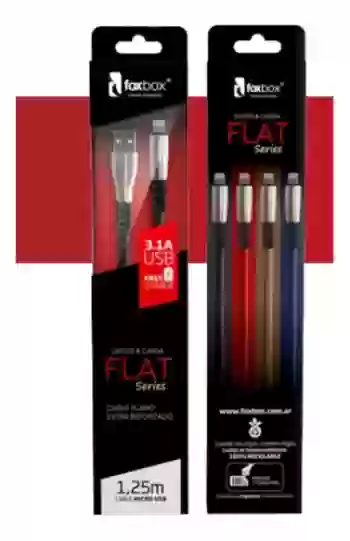 Cable cargador foxbox Flat Micro USB Rojo