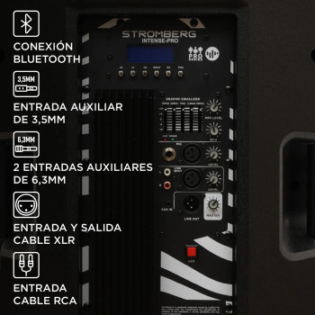 INTENSE-PRO - PARLANTE PORT BT/150W/ WOOFER 1X15/ AUX Y 2 ENTRADA MIC - STROMBERG