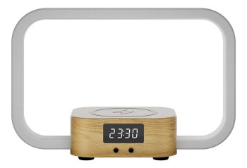 VELADOR CON RELOJ Y  CARGA INALAMBRICA NM-LUMINA