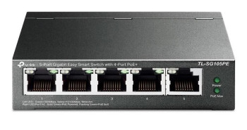 SWITCH 5 PORT GIGABIT (TL-SG105PE) 5P GIGA 4 PTOS POE SMART