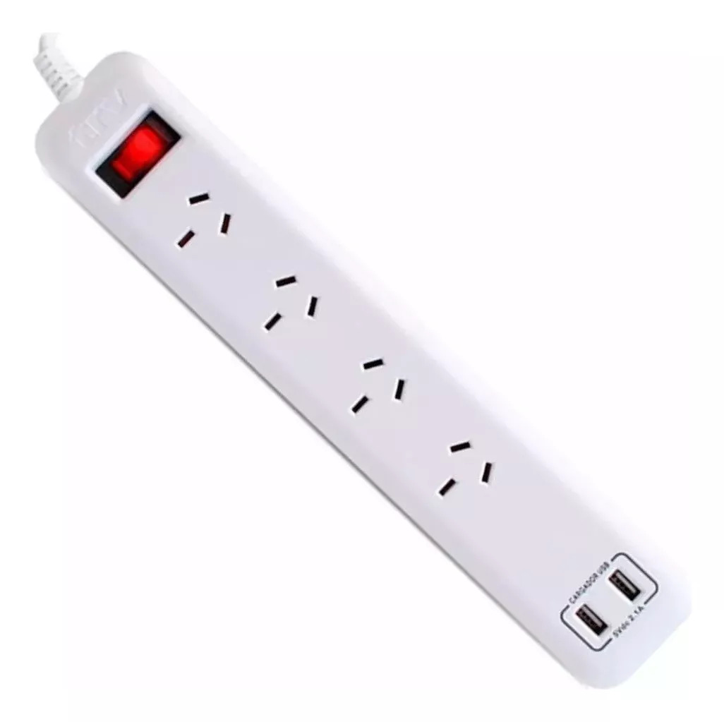 ZAPATILLA 4 TOMAS + 2 USB H 2.1 AMP PLG002 TRV